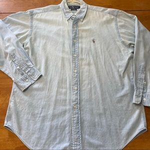 Vintage Ralph Lauren Blair’s Faded Denim Button Up Shirt Size Large